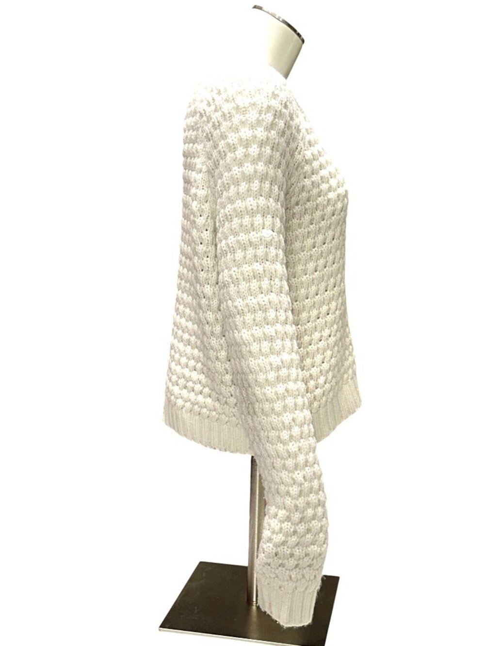 Forever 21 Size Medium White Waffle Knit Crop Top Casual Lounge Wear Cozy Vibe - Picture 4 of 9